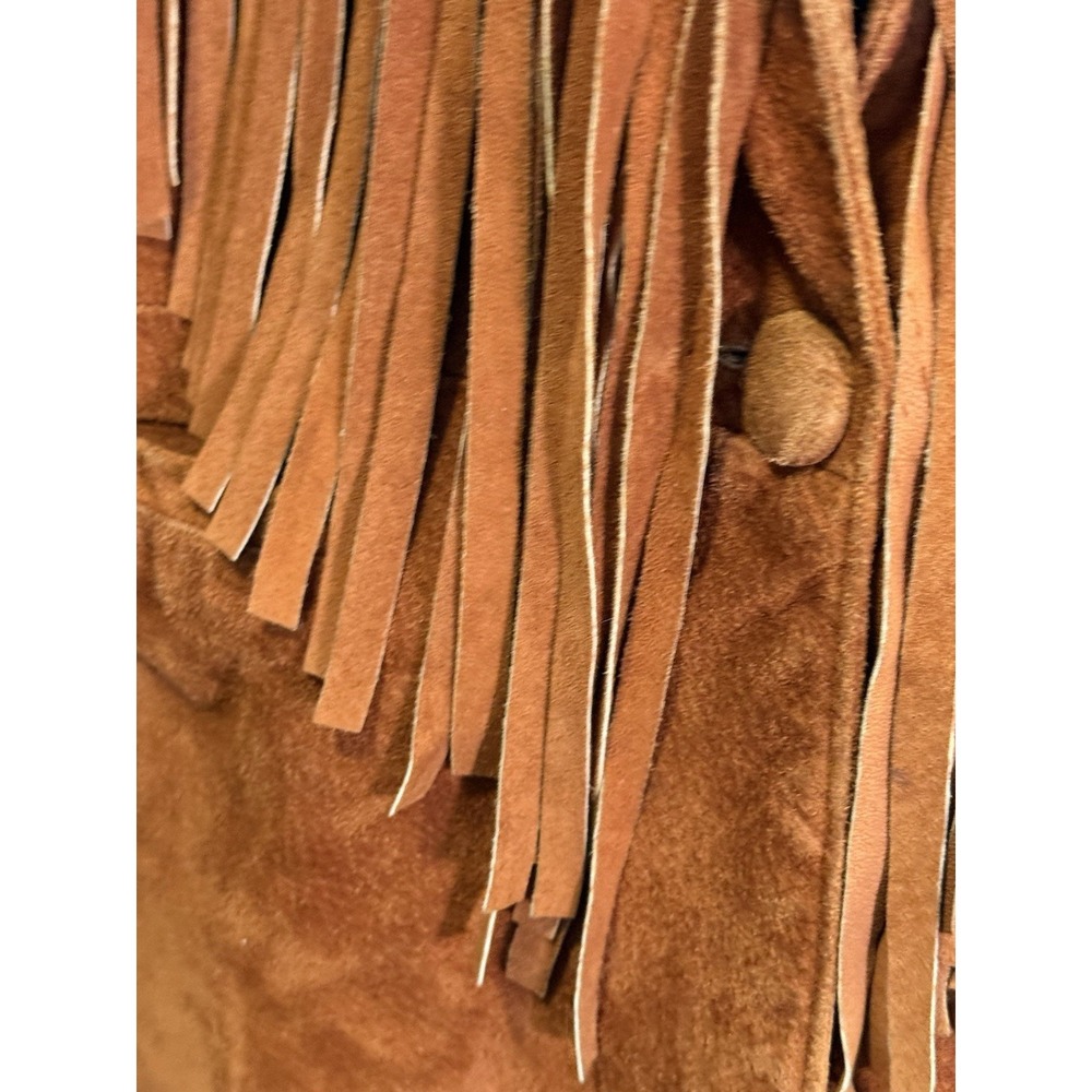 Vintage Suede Leather Jacket Womens Brown Medium Fringe Western Cowgirl - Picture 8 of 16